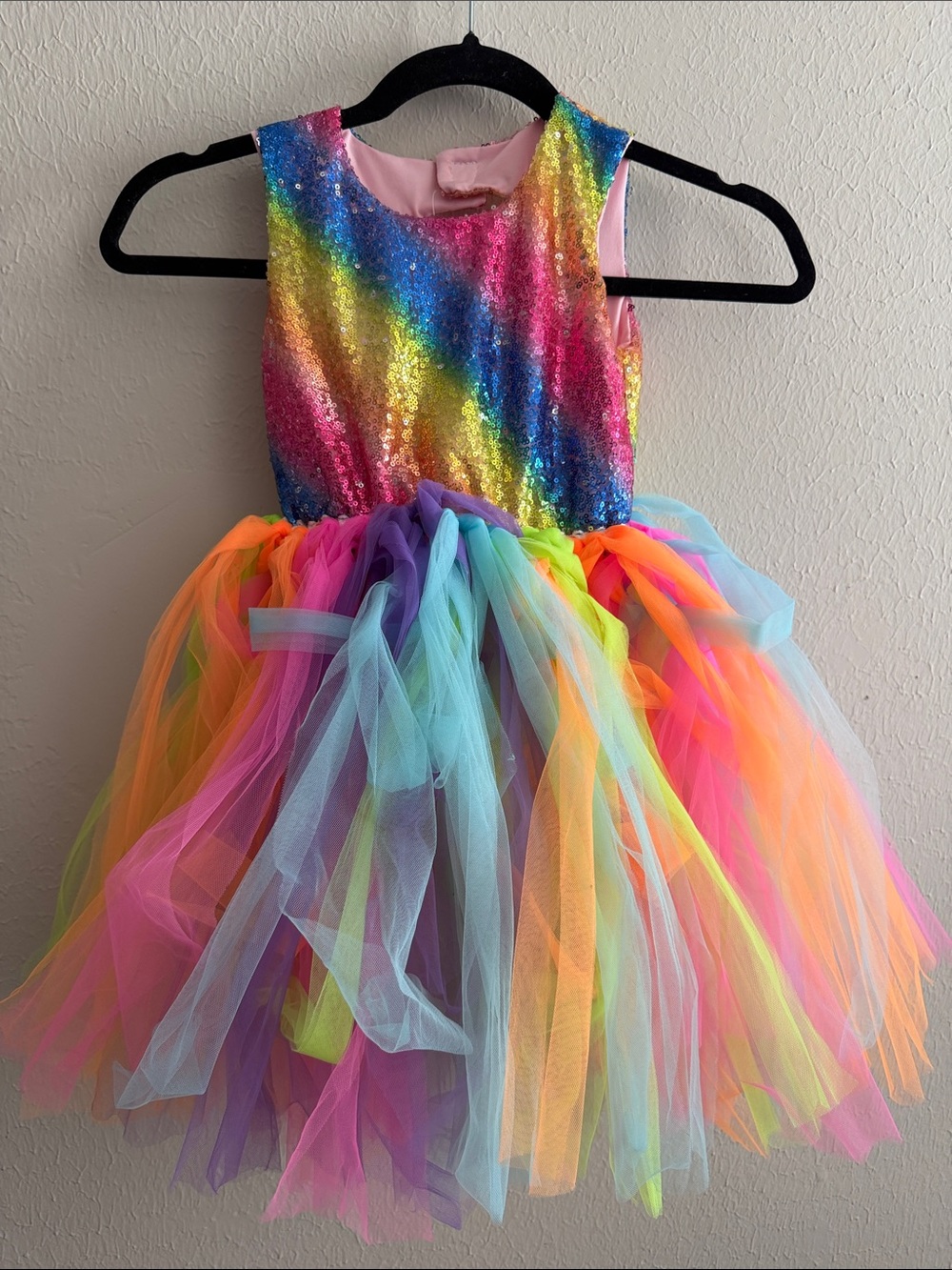 Girls Rainbow Sequin Tutu Dress - Multicolor